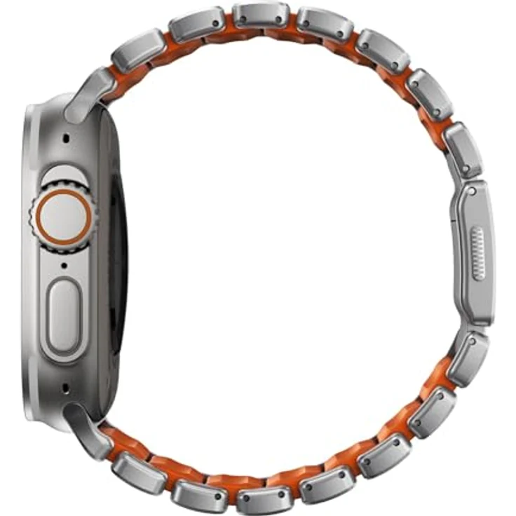 NOMAD Stratos Band I für Apple Watch 42/44/45/46/49mm, Hybrid-Design aus Titan und FKM, Wasserresistent, Natural Ultra Orange – Bild 3