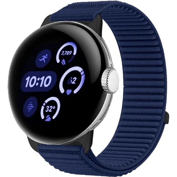 GIOPUEY Armband für Google Pixel Watch 4/3 45mm, geflochtenes elastisches Nylonarmband, unisex, navy blue, atmungsaktiv und leicht verstellbar – Bild 1
