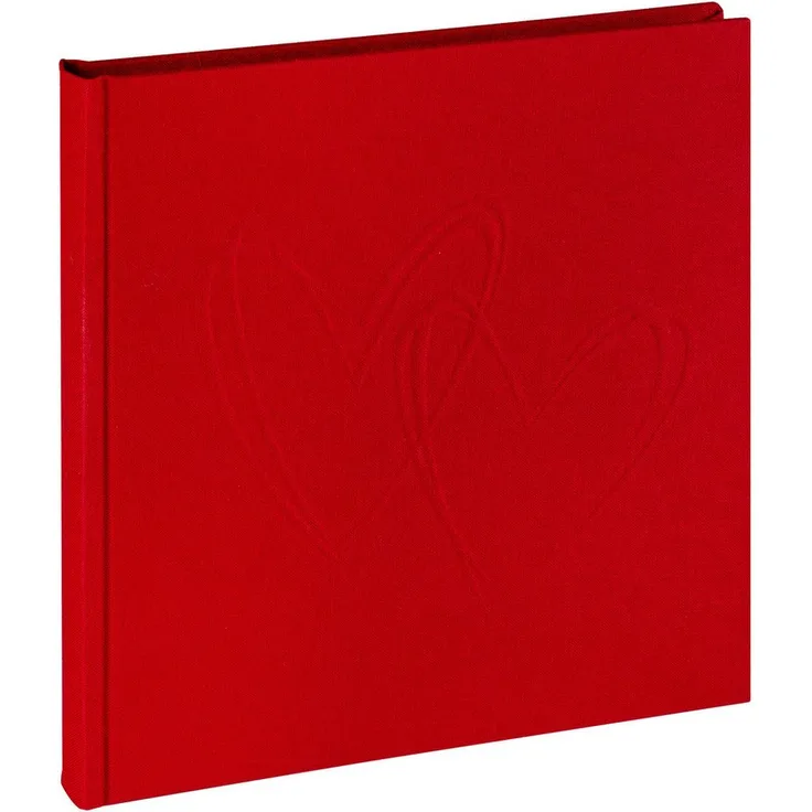 Walther Design Fotoalbum My Heart, Buchgebundenes Leinenalbum 20x20 cm mit 40 säurefreien Seiten, Herzprägung