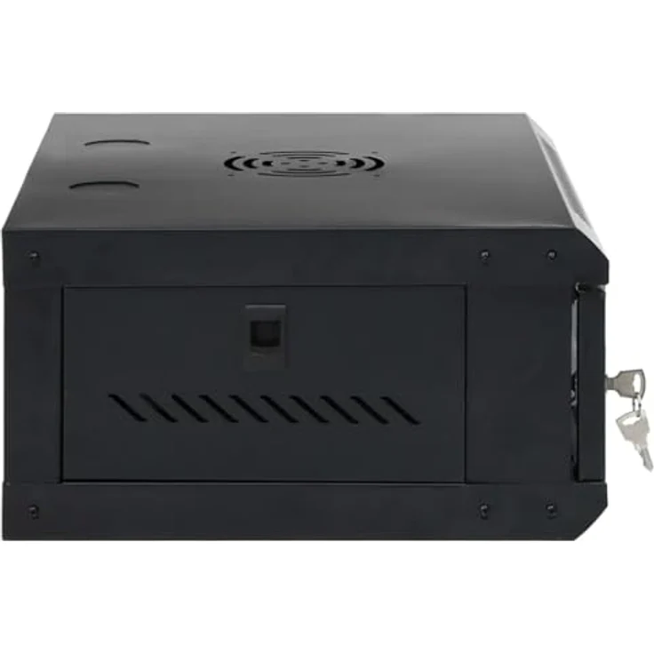 vidaXL 4U Wand-Netzwerkschrank 19" IP20 53x40x21 cm, Robuste Konstruktion aus Stahl, abschließbare Fronttür, schwarz – Bild 4