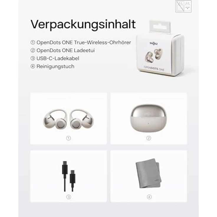 Shokz OpenDots, Kabellose Kopfhörer mit 40 h Akkulaufzeit und IP54 Spritzwasserschutz, Grau – Bild 9