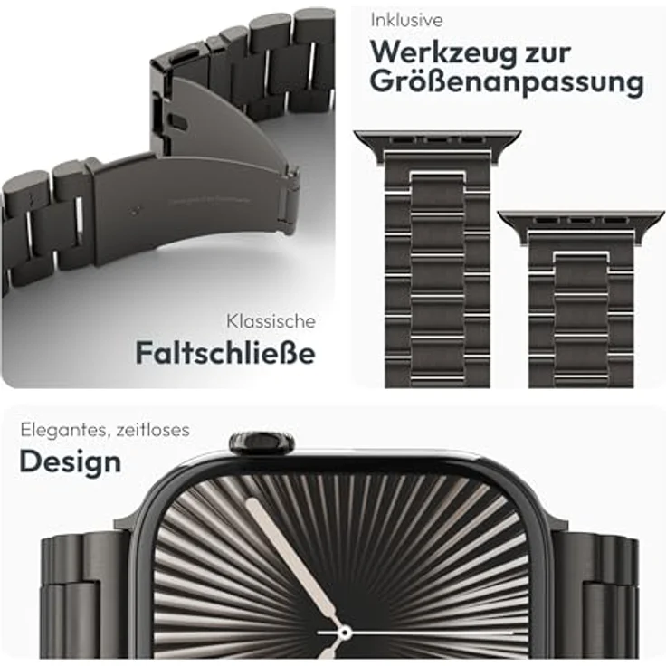 VONMÄHLEN Link Bracelet, Edelstahlarmband für Apple Watch in Granite Gray, 44 | 45 | 46 | 49mm, aus Titan Grad 2 mit elegantem Design und schneller Anpassungsmöglichkeit – Bild 3