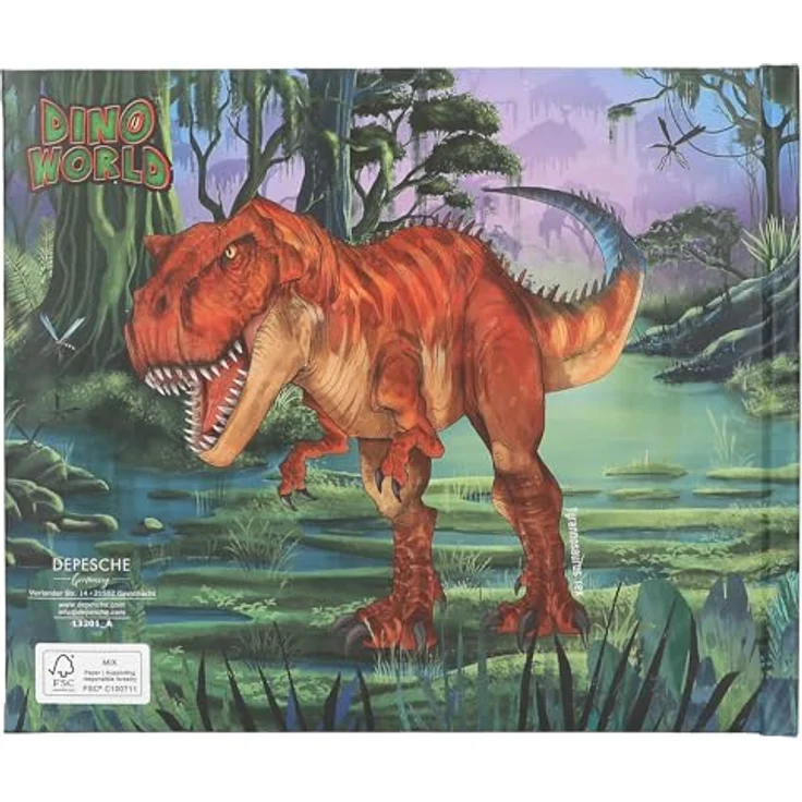 Depesche 13201 Dino World - Freundebuch mit Dinosaurier Motiv, 108 illustrierte Seiten, Grün – Bild 4