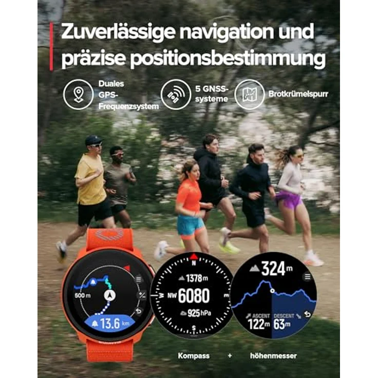 Suunto Run Coral Orange (46 mm), Smartwatch mit Bluetooth-Konnektivität, bis zu 12 Tage Akkulaufzeit, leichtes Design – Bild 4