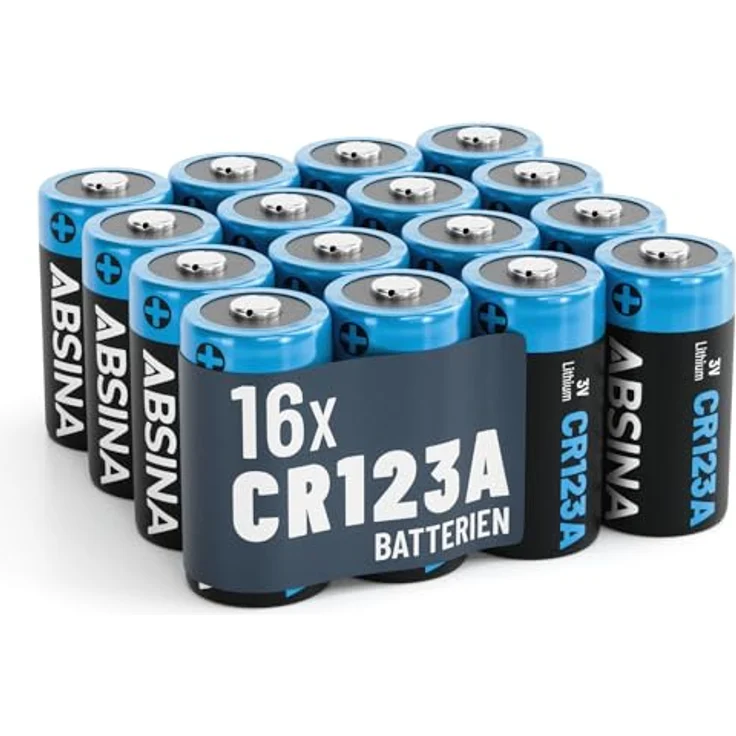 ABSINA CR123A 3V Lithium Batterie, 16er Pack, auslaufsicher, hohe Kapazität für Kamera und Fotoapparat – Bild 1