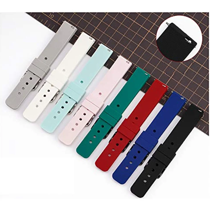 Shieranlee Silicone 16MM Uhrenarmband aus Silikon mit Edelstahl Schnalle, passend für Fossil Q Accomplice, Carlie, Harper, Neely; Moto 360 2nd Gen Women's 42mm, Huawei B5, wasserfest und hautfreundlich – Bild 5