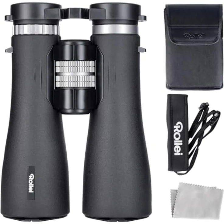 Rollei Fernglas 12x50 Pro, Wetterfestes Dachkantfernglas für Brillenträger mit 12-facher Vergrößerung und FMC-Beschichtung für Vogelbeobachtung und Jagd – Bild 1