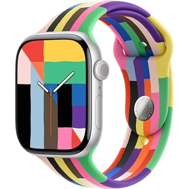 Apple Watch Band - Sportarmband - 46 mm - Pride Edition - M/L, farbige Fluorelastomer-Streifen, innovativer Pin-Verschluss – Bild 2