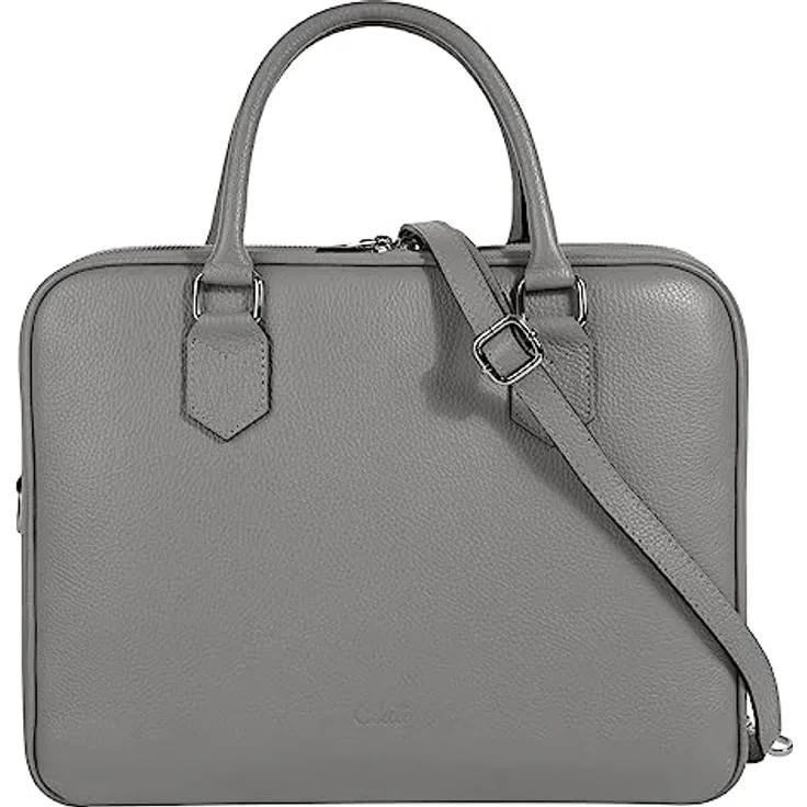 Cluty Aktentasche, echt Leder, Made in Italy, 28x35x13 cm, mit abnehmbarem Schultergurt und mehreren Fächern