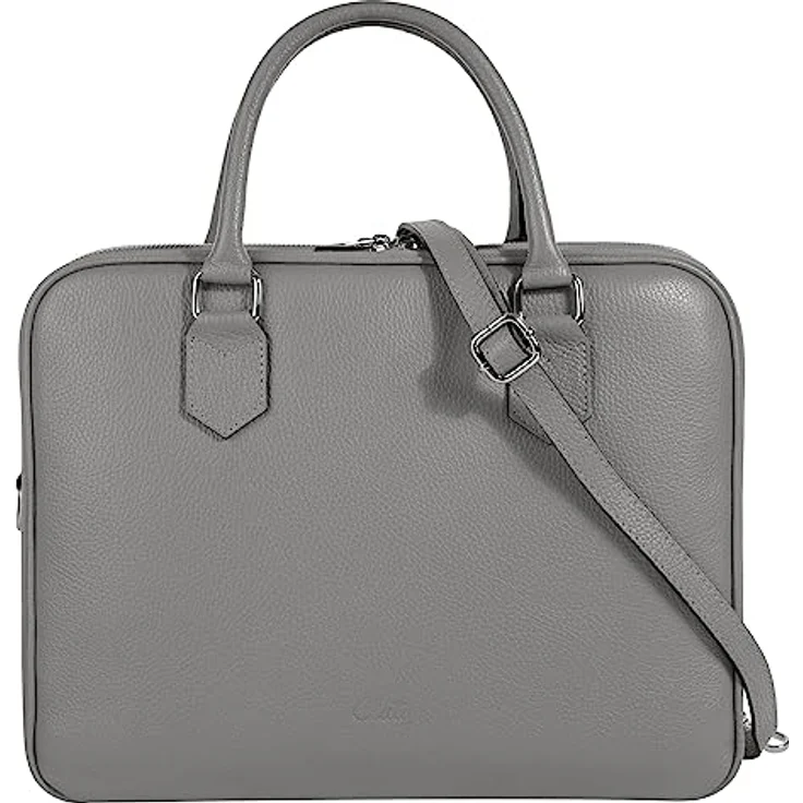 Cluty Aktentasche, echt Leder, Made in Italy, 28x35x13 cm, mit abnehmbarem Schultergurt und mehreren Fächern – Bild 1