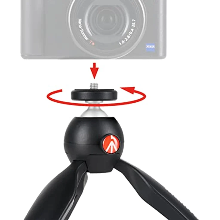 Manfrotto MTPIXIMII-B, PIXI Mini-Stativ mit Handgriff für kompakte Systemkameras, DSLRs, Spiegellos, Video, Hergestellt in Italien, aus Technopolymer und Aluminium, Schwarz – Bild 5