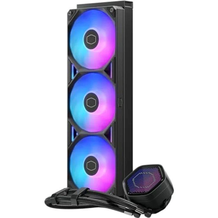 Cooler Master MasterLiquid 360 Atmos II, All-in-One CPU Wasserkühler mit RGB Pixel LCD, Schwarz – Bild 2