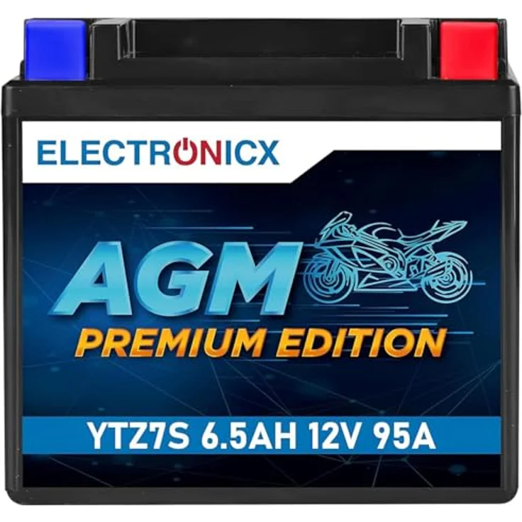 Electronicx YTZ7S AGM Motorradbatterie 6.5Ah 12V - wartungsfrei, auslaufsicher, rüttelfest für Motorrad, Roller, Quad und ATV – Bild 1