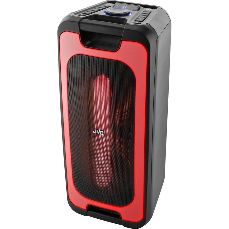 JVC XS-EP424B Party Speaker, Bluetooth-Lautsprecher mit 12 Stunden Akkulaufzeit, anpassbaren Lichteffekten und TWS-Technologie, schwarz