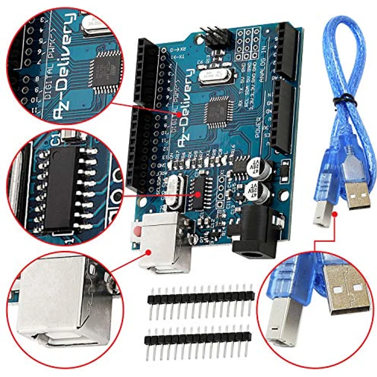 AZDelivery 25 x Mikrocontroller Board AZ-ATmega328-Board mit USB-Kabel inklusive E-Book, ideal für Einsteiger und Profis! – Bild 2