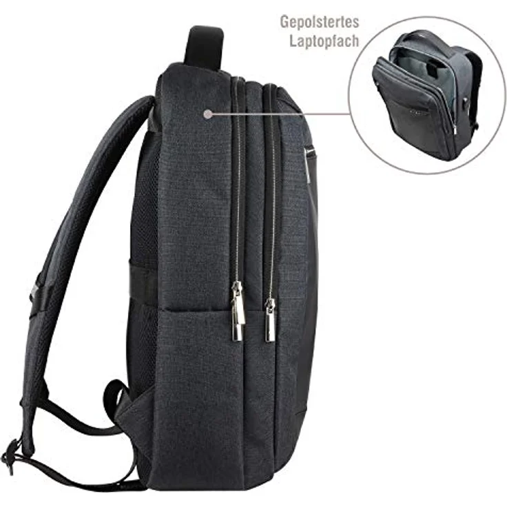 bugatti Sera Rucksack, RFID-Schutz, 45cm Laptopfach, anthrazit, 100% Polyethylen – Bild 5