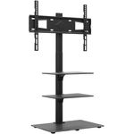 vidaXL TV-Eckständer mit 3 Ablagen für 32-65 Zoll Schwarz TV-Wandhalterung, schwenkbar, VESA-kompatibel