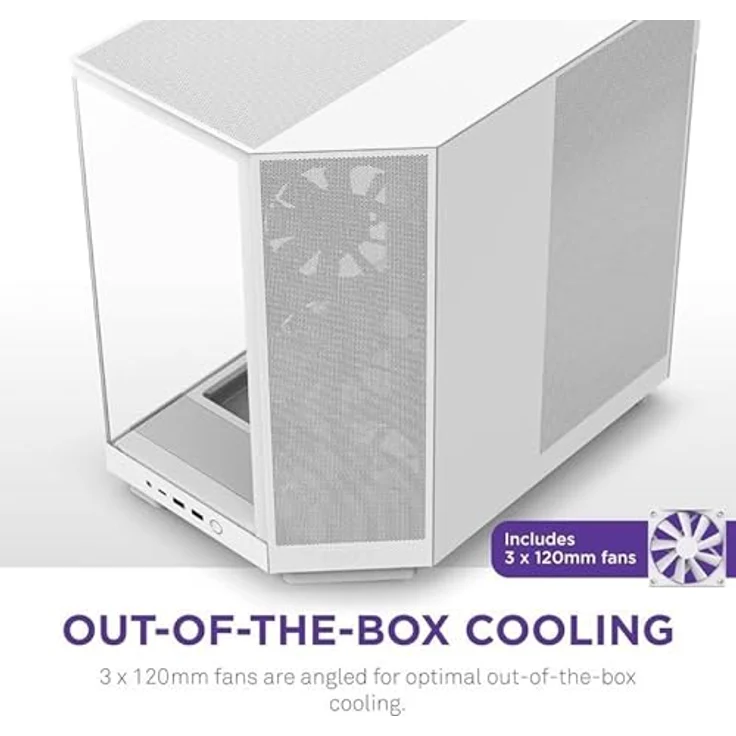 NZXT H6 Flow (ATX), PC Gehäuse, Weiss, innovatives Design mit Doppelkammer und Panoramaglas – Bild 8