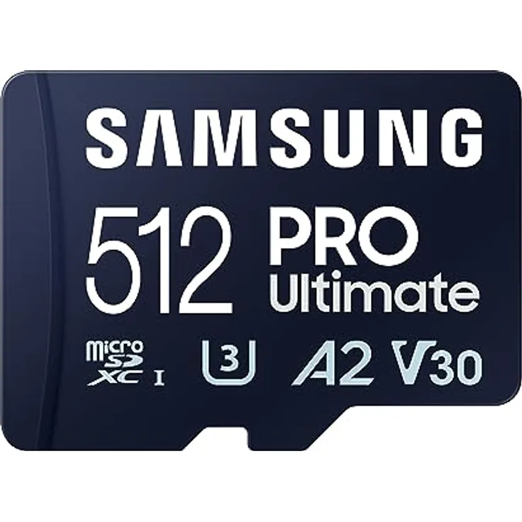 Samsung PRO Ultimate microSD Speicherkarte (MB-MY512SA/WW), 512 GB, UHS-I U3, Full HD & 4K UHD, 200 MB/s Lesen, 130 MB/s Schreiben, für Smartphone, Drohne oder Action-Cam, inkl. SD-Adapter