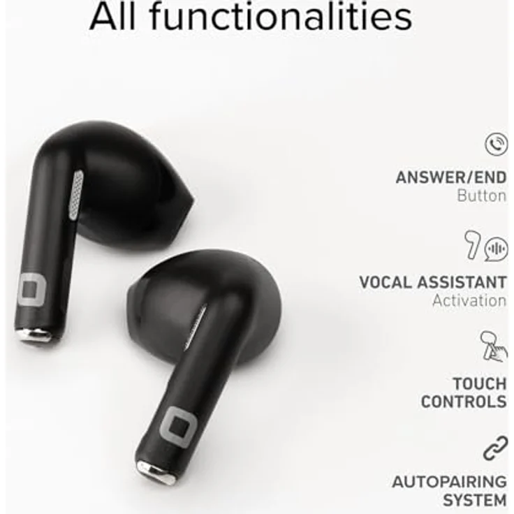 SBS Go Pods TWS Semi-In-Ear-Kopfhörer, True Wireless Stereo mit Ladehülle, integriertes Mikrofon, Touch-Steuerung, 12 Stunden Wiedergabe, Schwarz – Bild 2