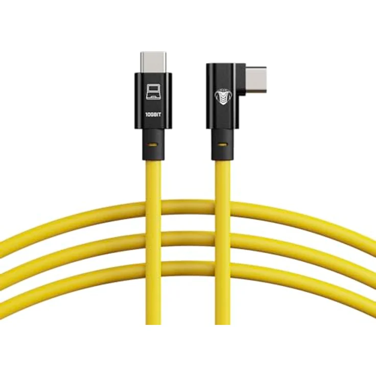 Cobra CobraTether USB-C Kabel 10 Gbit/s, 10 m, gelb, gerade und 90° abgewinkelte Anschlüsse, USB 3.2 Gen 1 – Bild 1