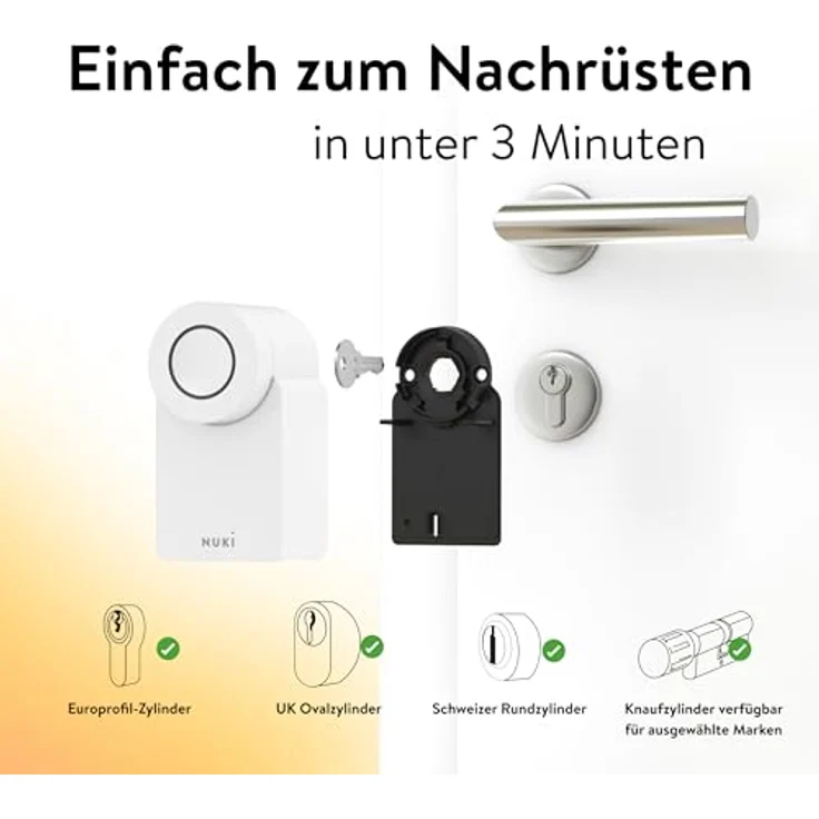 NUKI Smart Lock Go (2025) mit Bluetooth, WLAN & Matter, elektronisches Türschloss, smartes Schloss zum Nachrüsten, schwarz – Bild 2