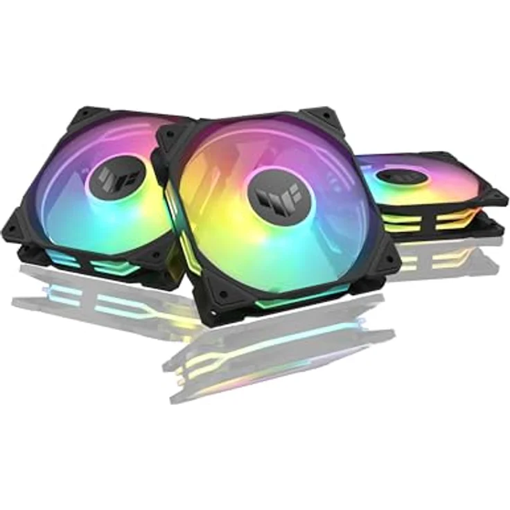 ASUS TUF Gaming TR120 ARGB Reverse Blade Black 3IN1 Gehäuselüfter 3er Pack, PWM, 2000 rpm, 2.75 mm H2O, 76,3 CFM, 16 RGB-LEDs – Bild 1