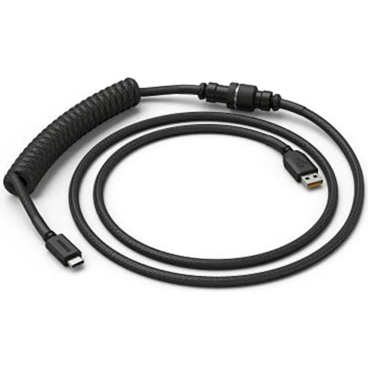 Glorious PC Gaming Race Coiled Cable Phantom Black, USB-C auf USB-A Spiralkabel, USB C Kabel Spiralkabel, Coiled Cable Keyboard mit Aviator Plug, 1,37 Meters, Ordentlich USB C Spiralkabel, schwarz – Bild 5