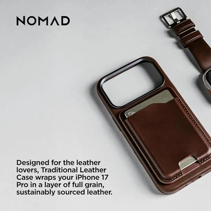 NOMAD Traditional Leather Case für iPhone 17 Pro, MagSafe-kompatible Echtleder-Schutzhülle, braun – Bild 7