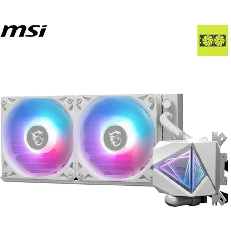 MSI MAG CORELIQUID I240 WHITE AIO CPU Wasserkühlung - Vergrößerte Kupferkühlplatte, ARGB & LDB Lüfter, Zweikammer-Wasserblock, Split-Flow Radiator, unterstützt Intel & AMD Sockel – Bild 2