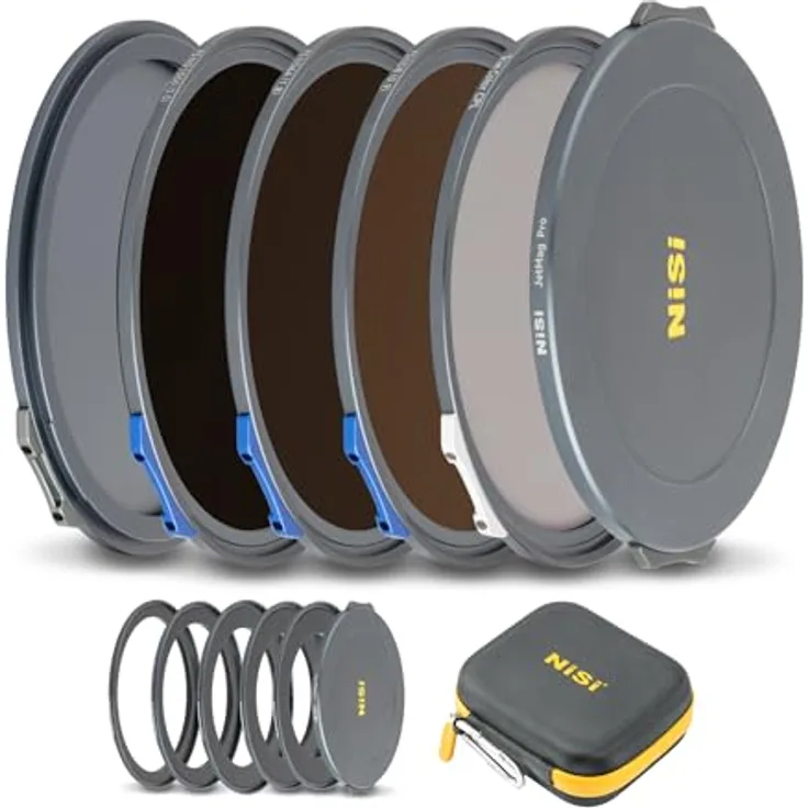 NiSi JetMag Pro 67MAG Magnetfilter Landscape ND Filter Kit mit patentiertem Verriegelungssystem, ND8, ND64, ND1000, True Color CPL, 52/55/58/62/67mm Adapterringen, Objektivdeckel und Filtertasche
