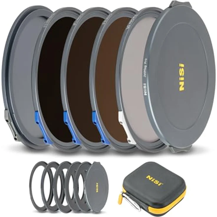 NiSi JetMag Pro 67MAG Magnetfilter Landscape ND Filter Kit mit patentiertem Verriegelungssystem, ND8, ND64, ND1000, True Color CPL, 52/55/58/62/67mm Adapterringen, Objektivdeckel und Filtertasche – Bild 1