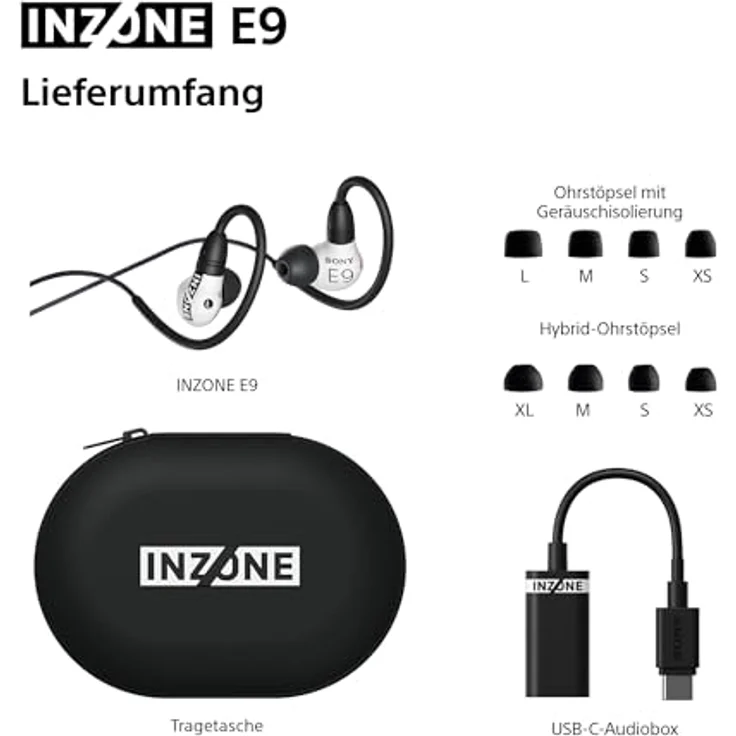 SONY INZONE E9, In-ear Gaming-Kopfhörer mit Geräuschisolierung, einstellbarem EQ und USB-C Audiobox, Weiß – Bild 12