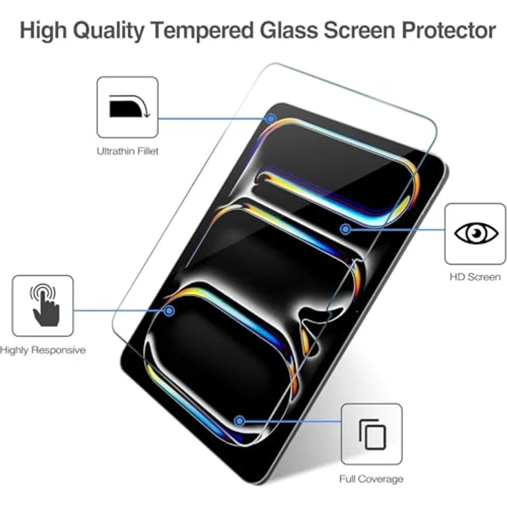 ProCase 2 Stück Panzer Schutz Glas für 13" iPad Air (M3/M2) 2025/2024 & 13" iPad Pro (M5/M4) 2025/2024, 9H Displayschutzfolie, kratzfest und stoßfest, ultradünn – Bild 3