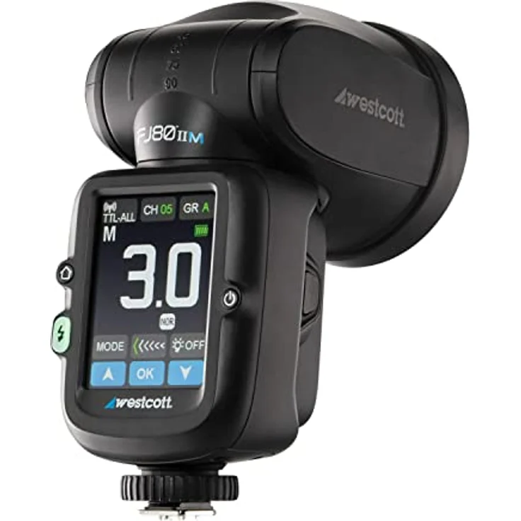 Westcott FJ80 II M Universal Touchscreen 80WS Speedlight, Aufsteckblitz mit 2,4-GHz-Funksystem, TTL-Kompatibilität und flexibler Blitzkopfverstellung – Bild 4
