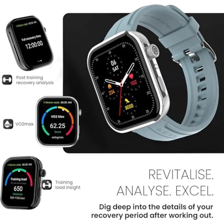 Noise Smartwatch Pro 5 Max, 1,96-Zoll-AMOLED, Gesundheitsüberwachung mit Herzfrequenzsensor und SpO2, IP68 wasserdicht, blau – Bild 2