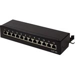 LogiLink NP0019B, 12 Port Patch-Panel CAT 6a für Wand- und Tischmontage, geeignet für 10 Gigabit Ethernet und PoE