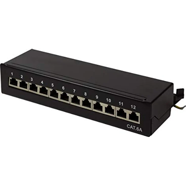 LogiLink NP0019B, 12 Port Patch-Panel CAT 6a für Wand- und Tischmontage, geeignet für 10 Gigabit Ethernet und PoE – Bild 1