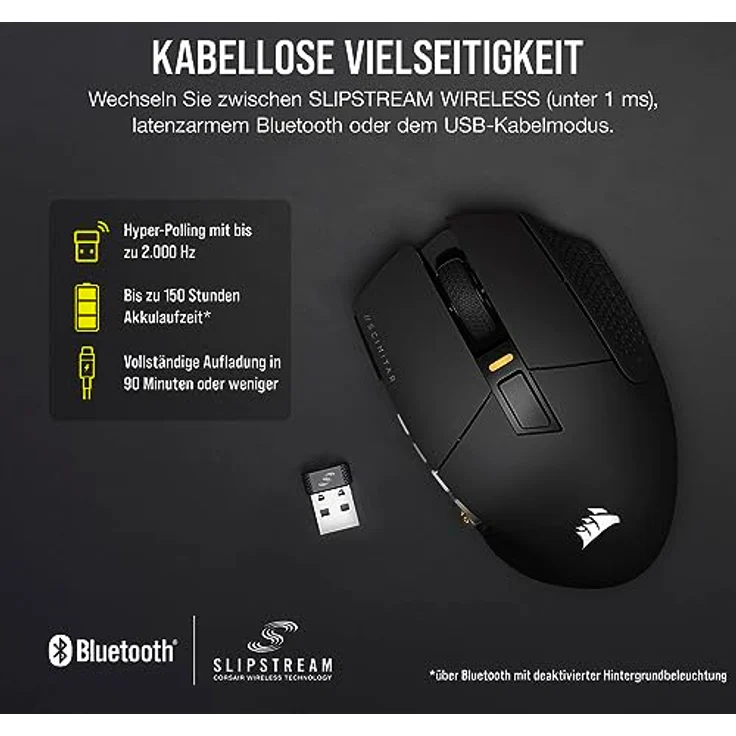 Corsair Scimitar Elite RGB Wireless MMO Gaming Mouse - 26.000 DPI - 16 Programmierbare Tasten - Bis zu 150 Stunden Akkulaufzeit - iCUE-Kompatibel - Schwarz – Bild 5