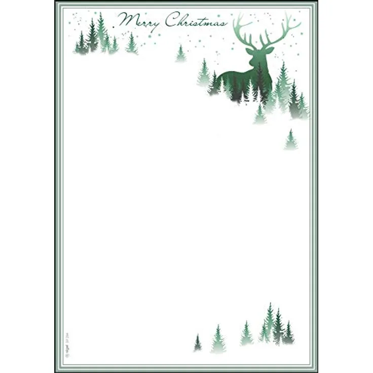 SIGEL DP284 Briefpapier Weihnachten "Christmas Forest" | grün | DIN A4 | 25 Blatt | weihnachtliches Motivpapier