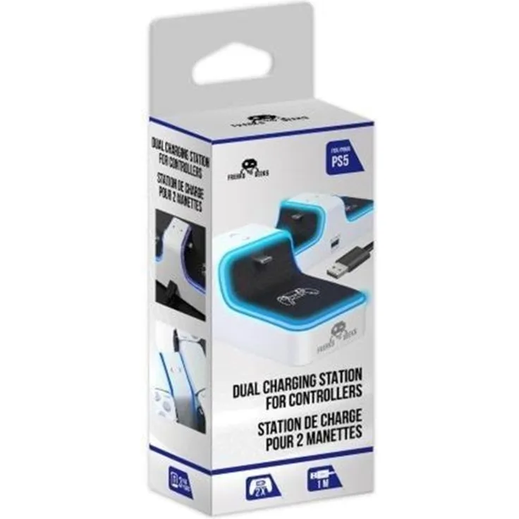 Trade Invaders Dual Controller Charging Dock für Sony PlayStation 5, Wired mit 1 x 1M Type C Kabel, zwei gleichzeitige Ladeplätze, LED Ladeanzeige