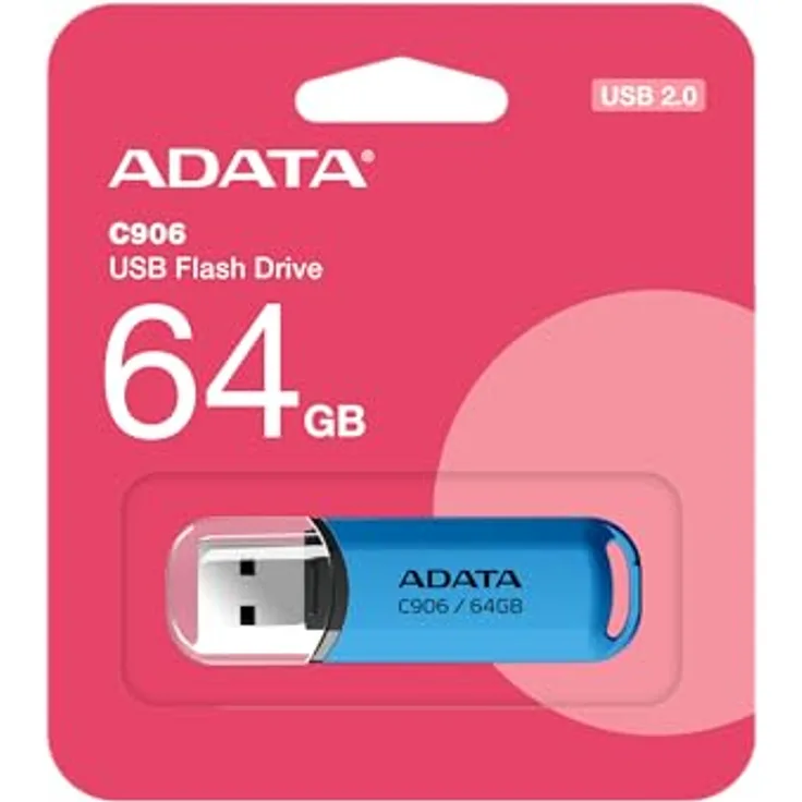 A-Data DashDrive C906, USB-Stick mit 64 GB Speicher, USB 2.0, blau