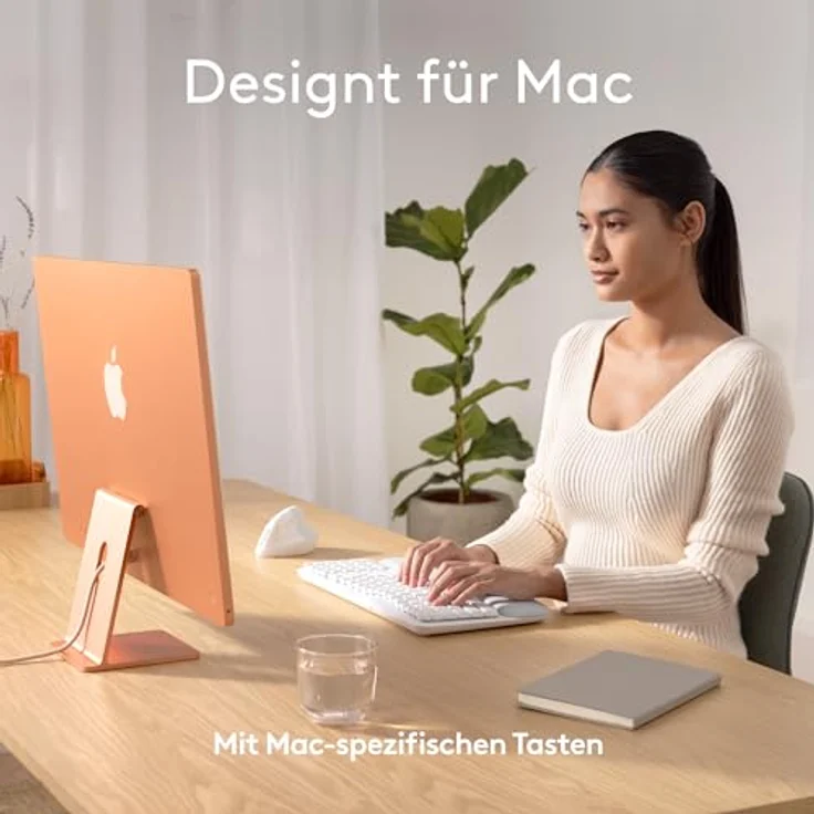 Logitech Wave Keys for Mac Off-White - Ergonomische kabellose Tastatur, geschwungenes Design, Memory Foam Handballenauflage - Weiss – Bild 2