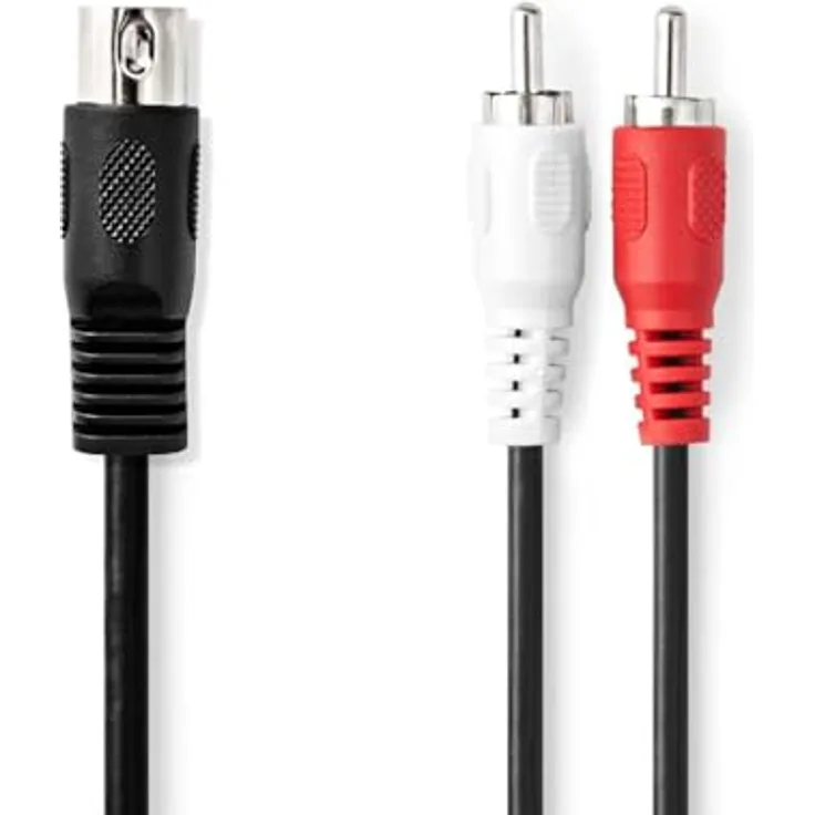 Nedis DIN-Audio-Kabel, 1.00 m, DIN 5-Pin Stecker, 2x RCA Stecker, vernickelt, schwarz, PVC
