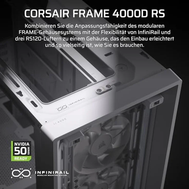 Corsair Frame 4000D RS PC-Gehäuse, Midi-Tower, E-ATX, Tempered Glass - weiß – Bild 3