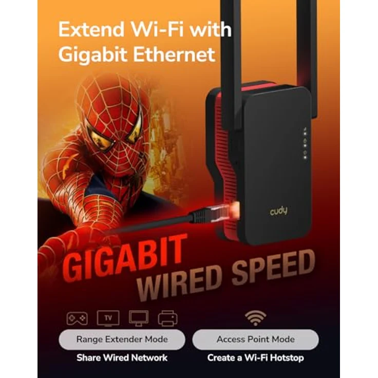 Cudy RE3000 AX3000 WiFi 6 Mesh Repeater WLAN-Repeater, AX3000 Wi-Fi 6 Mesh Repeater, Gigabit Ethernet Port – Bild 4