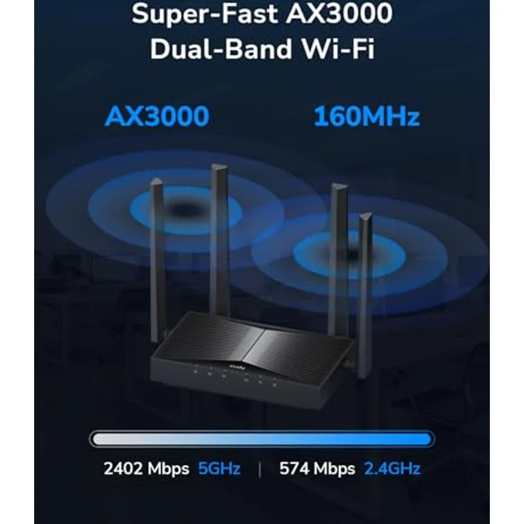 Cudy AX3000 AP3000D, Zugangspunkt mit 2.5G, 4 externen Antennen, bis zu 2402 Mbit/s, schwarz – Bild 2