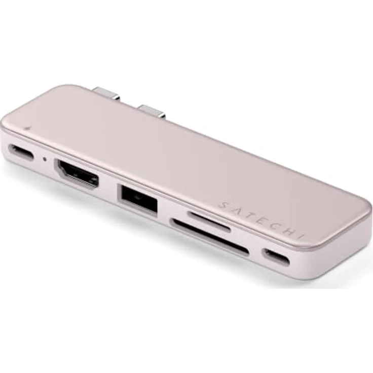 SATECHI USB-C Snap Hub 6-in-2 für MacBook Neo, 4K HDMI, 5 Gbit/s USB-A/C, SD/microSD Kartenleser, Rosa – Bild 1