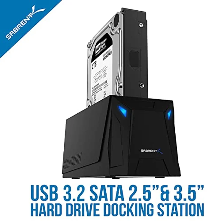 SABRENT SSD/HDD 2,5/3,5 Zoll Docking Station, festplatten gehäuse, USB 3.2 Gen1 Hard Drive, sata auf USB Enclosure mit Netzteil 12v, Festplatte extern Adapter case typ A mit 1.8m Kabel, Werkzeuglose – Bild 3