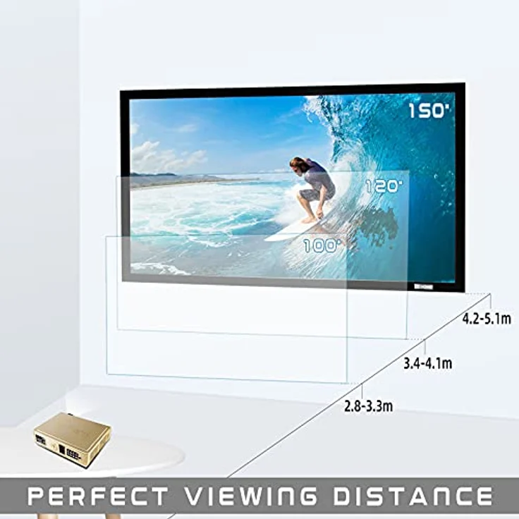 Rahmenleinwand Beamer Leinwand 16:9 100-120-150 Zoll Heimkino Beamerleinwand mit Rahmen Hochkontrast Leinwand - 221x125cm, 100 Zoll - 1A100wes – Bild 6